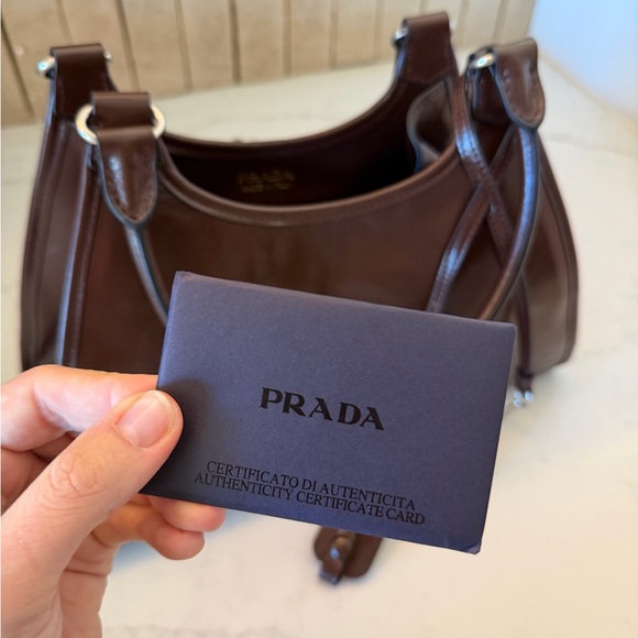 Prada Medium Leather Tote- Brown - Picture 6 of 7